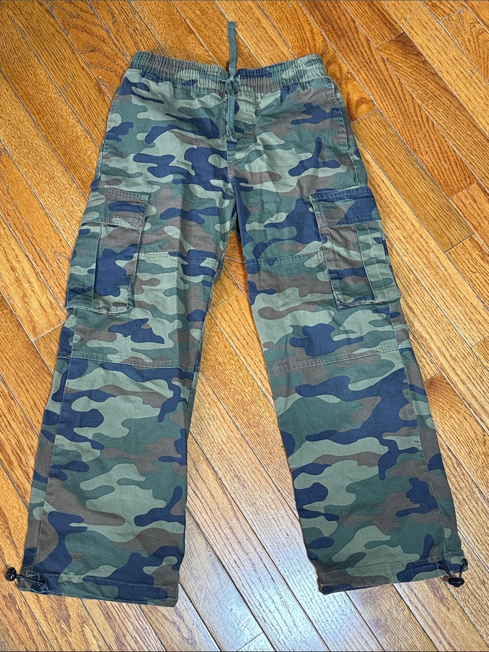 Kids Camo Cargo Pants - Green Woodland